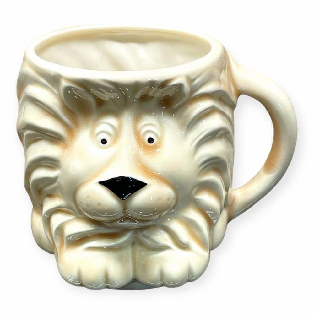 Vintage Signed Lion Head Mug Cup With Handle Ceramic TBM MC Creation 3D Novelty